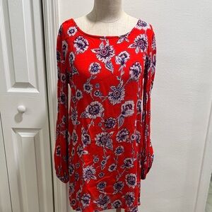 Billabong Red Floral Long Sleeve Dress